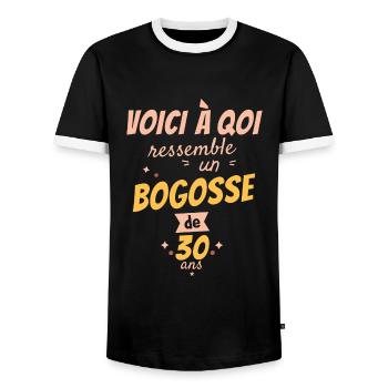 Voici à quoi ressemble un bogosse de 30 Ans - T-shirt contrasté Homme - noir/blanc - Devant - AI Model Female 172 light (172cm) & AI Model Male 178 light (178cm)