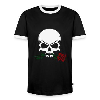 Rose And Skull - Men's Ringer Shirt - black/white - Front - AI Model Female 172 light (172cm) & AI Model Male 178 light (178cm)