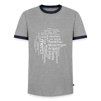 Danke - Männer Kontrast-T-Shirt - Grau/Navy  - Vorne - AI Model Female 172 light (172cm) & AI Model Male 178 light (178cm)