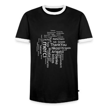 Danke - Männer Kontrast-T-Shirt - Schwarz/Weiß - Vorne - AI Model Female 172 light (172cm) & AI Model Male 178 light (178cm)