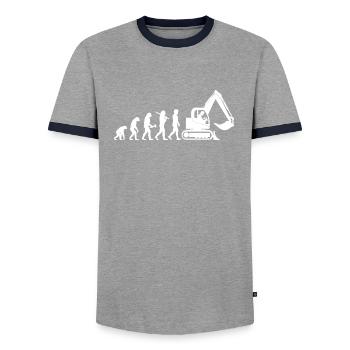 Baggerfahrer Baggerführer Evolution Geschenk - Männer Kontrast-T-Shirt - Grau/Navy  - Vorne - AI Model Female 172 light (172cm) & AI Model Male 178 light (178cm)