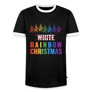 Rainbow Christmas - Männer Kontrast-T-Shirt - Schwarz/Weiß - Vorne - AI Model Female 172 light (172cm) & AI Model Male 178 light (178cm)