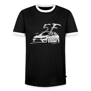 Leon de la fr, faible, profond, Stanced, Cupra - T-shirt contrasté Homme - noir/blanc - Devant - AI Model Female 172 light (172cm) & AI Model Male 178 light (178cm)