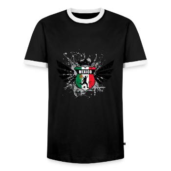 Mexico soccer emblem flag eu - Men's Ringer Shirt - black/white - Front - AI Model Female 172 light (172cm) & AI Model Male 178 light (178cm)