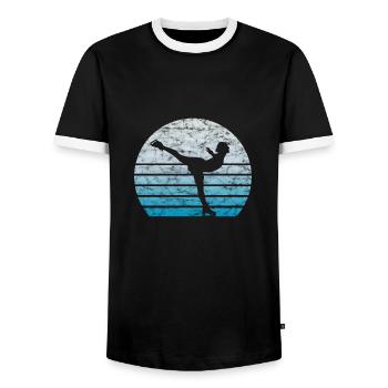 Figure Skating Figure Skater Retro Vintage Gift - Men's Ringer Shirt - black/white - Front - AI Model Female 172 light (172cm) & AI Model Male 178 light (178cm)