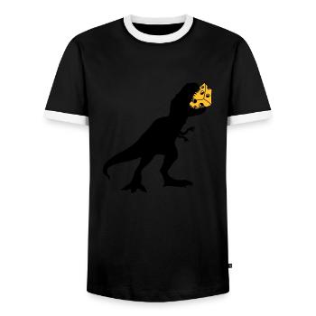t rex monstre dinosaure dinosaure dino viande - T-shirt contrasté Homme - noir/blanc - Devant - AI Model Female 172 light (172cm) & AI Model Male 178 light (178cm)