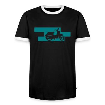 Schwalbe KR50 - Männer Kontrast-T-Shirt - Schwarz/Weiß - Vorne - AI Model Female 172 light (172cm) & AI Model Male 178 light (178cm)