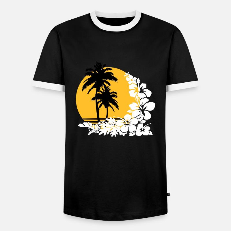 palm sunset - Men's Ringer Shirt - black/white