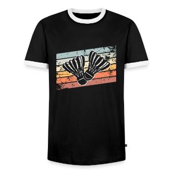 Badminton Retro Vintage - Men's Ringer Shirt - black/white - Front - AI Model Female 172 light (172cm) & AI Model Male 178 light (178cm)