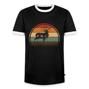 Chevreuil - T-shirt contrasté Homme - noir/blanc - Devant - AI Model Female 172 light (172cm) & AI Model Male 178 light (178cm)