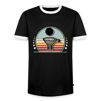 Basketball Basketballer - Männer Kontrast-T-Shirt - Schwarz/Weiß - Vorne - AI Model Female 172 light (172cm) & AI Model Male 178 light (178cm)