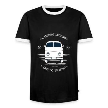 Camping Legend 2022 Camping Camping Italie - T-shirt contrasté Homme - noir/blanc - Devant - AI Model Female 172 light (172cm) & AI Model Male 178 light (178cm)