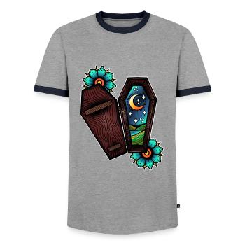 Ça va être tout noir - T-shirt contrasté Homme - gris/marine  - Devant - AI Model Female 172 light (172cm) & AI Model Male 178 light (178cm)