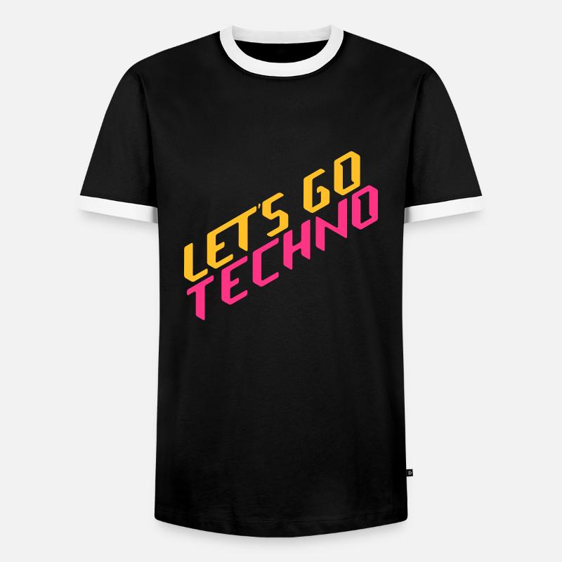 let's go techno - Männer Kontrast-T-Shirt - Schwarz/Weiß