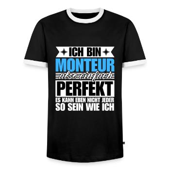 Perfekter Monteur - Männer Kontrast-T-Shirt - Schwarz/Weiß - Vorne - AI Model Female 172 light (172cm) & AI Model Male 178 light (178cm)