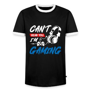 Cnat Hear You I Am Gaming - Men's Ringer Shirt - black/white - Front - AI Model Female 172 light (172cm) & AI Model Male 178 light (178cm)