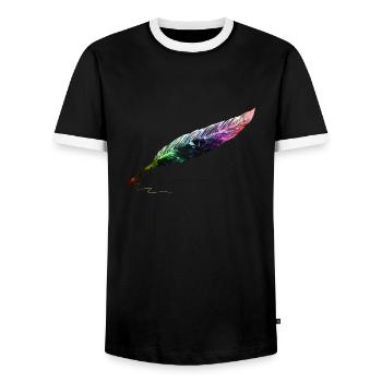 feder - Männer Kontrast-T-Shirt - Schwarz/Weiß - Vorne - AI Model Female 172 light (172cm) & AI Model Male 178 light (178cm)