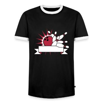 banner text feld schreiben name leere fläche bowli - Männer Kontrast-T-Shirt - Schwarz/Weiß - Vorne - AI Model Female 172 light (172cm) & AI Model Male 178 light (178cm)