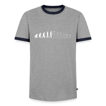 Schach Spieler Lustiges Evolution Brettspiel Schac - Männer Kontrast-T-Shirt - Grau/Navy  - Vorne - AI Model Female 172 light (172cm) & AI Model Male 178 light (178cm)