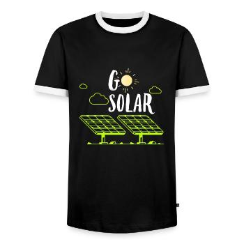 Solarenergie Sonnenkollektoren Go Solar Funny Solar Pow - Männer Kontrast-T-Shirt - Schwarz/Weiß - Vorne - AI Model Female 172 light (172cm) & AI Model Male 178 light (178cm)