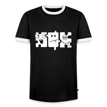 Monster Puzzle - Männer Kontrast-T-Shirt - Schwarz/Weiß - Vorne - AI Model Female 172 light (172cm) & AI Model Male 178 light (178cm)