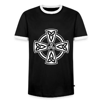 Croix Celtique - T-shirt contrasté Homme - noir/blanc - Devant - AI Model Female 172 light (172cm) & AI Model Male 178 light (178cm)