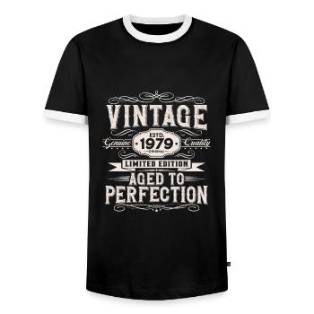 Vintage 1979 Vintage né cadeau d’anniversaire - T-shirt contrasté Homme - noir/blanc - Devant - AI Model Female 172 light (172cm) & AI Model Male 178 light (178cm)