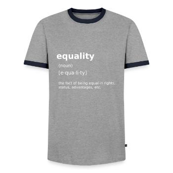 Equality - Men's Ringer Shirt - grey/navy  - Front - AI Model Female 172 light (172cm) & AI Model Male 178 light (178cm)