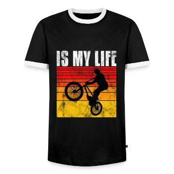 BMX is my life Bike Bicycle Motocross - Men's Ringer Shirt - black/white - Front - AI Model Female 172 light (172cm) & AI Model Male 178 light (178cm)