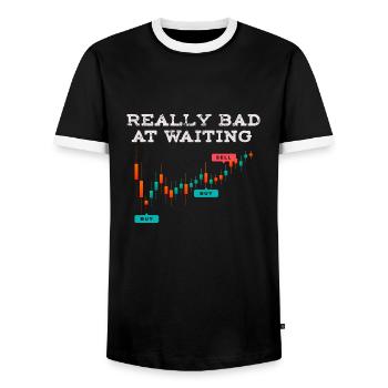 Crypto-monnaie vraiment mauvais à attendre impatiemment T - T-shirt contrasté Homme - noir/blanc - Devant - AI Model Female 172 light (172cm) & AI Model Male 178 light (178cm)