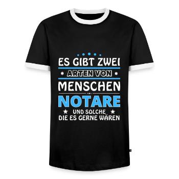 Notaries Gift - Two Types of... Design - Men's Ringer Shirt - black/white - Front - AI Model Female 172 light (172cm) & AI Model Male 178 light (178cm)