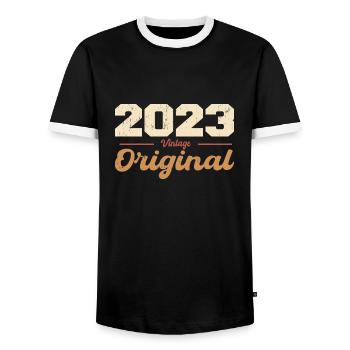 2023 Vintage Anniversaire Rétro Cadeau 2023 - T-shirt contrasté Homme - noir/blanc - Devant - AI Model Female 172 light (172cm) & AI Model Male 178 light (178cm)