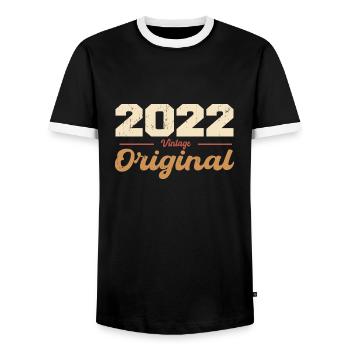 2022 Vintage Anniversaire Rétro Cadeau 2022 - T-shirt contrasté Homme - noir/blanc - Devant - AI Model Female 172 light (172cm) & AI Model Male 178 light (178cm)