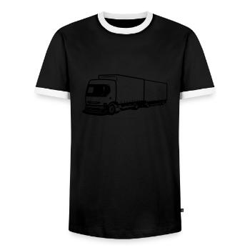 Remorque de camion - T-shirt contrasté Homme - noir/blanc - Devant - AI Model Female 172 light (172cm) & AI Model Male 178 light (178cm)
