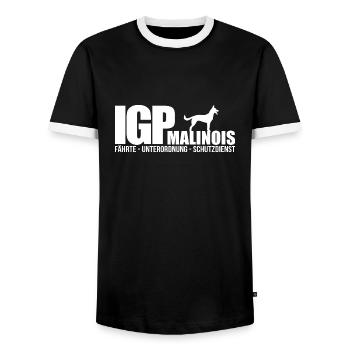 IGP MALINOIS Hundesport Wilsigns Hunde Geschenk - Männer Kontrast-T-Shirt - Schwarz/Weiß - Vorne - AI Model Female 172 light (172cm) & AI Model Male 178 light (178cm)