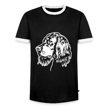 GORDON SETTER Wilsigns Hunting Dog Hunting Dogs Dogs - Men's Ringer Shirt - black/white - Front - AI Model Female 172 light (172cm) & AI Model Male 178 light (178cm)