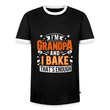 Ich bin Opa und backe lustiger Opa Bäcker Spruch. - Männer Kontrast-T-Shirt - Schwarz/Weiß - Vorne - AI Model Female 172 light (172cm) & AI Model Male 178 light (178cm)
