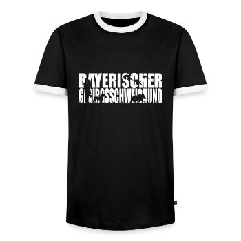 BAYERISCHER GEBIRGSSCHWEISSHUND Jagdhunde Wilsigns - Männer Kontrast-T-Shirt - Schwarz/Weiß - Vorne - AI Model Female 172 light (172cm) & AI Model Male 178 light (178cm)