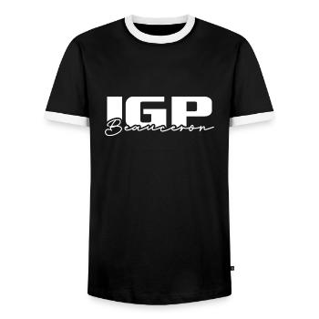 IGP BEAUCERON Hundesport Wilsigns Hunde Hund - Männer Kontrast-T-Shirt - Schwarz/Weiß - Vorne - AI Model Female 172 light (172cm) & AI Model Male 178 light (178cm)
