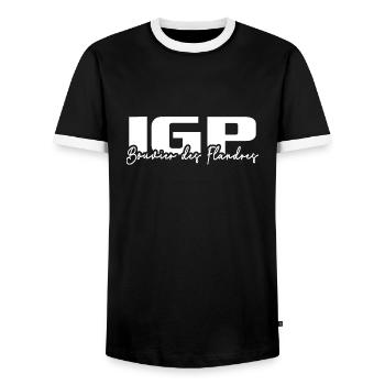 BOUVIER DES FLANDRES IGP Dog sport Wilsigns - Men's Ringer Shirt - black/white - Front - AI Model Female 172 light (172cm) & AI Model Male 178 light (178cm)