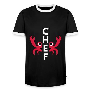 Chef (geteilte Krabbe) - Männer Kontrast-T-Shirt - Schwarz/Weiß - Vorne - AI Model Female 172 light (172cm) & AI Model Male 178 light (178cm)