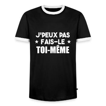 j'peux pas fais-le toi-même - T-shirt contrasté Homme - noir/blanc - Devant - AI Model Female 172 light (172cm) & AI Model Male 178 light (178cm)