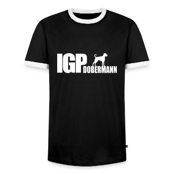 IGP DOBERMANN Wilsigns Hunde Hundesport Geschenk - Männer Kontrast-T-Shirt - Schwarz/Weiß - Vorne - AI Model Female 172 light (172cm) & AI Model Male 178 light (178cm)