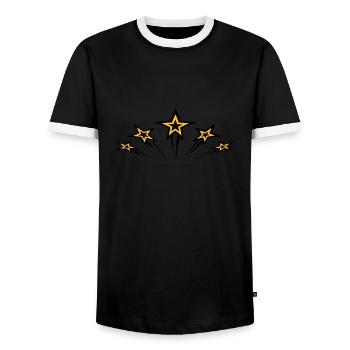 flying_stars - Men's Ringer Shirt - black/white - Front - AI Model Female 172 light (172cm) & AI Model Male 178 light (178cm)