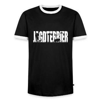 HUNTING TERRIER Hunting Dogs Hunting Dog Hunter Wilsigns - Men's Ringer Shirt - black/white - Front - AI Model Female 172 light (172cm) & AI Model Male 178 light (178cm)