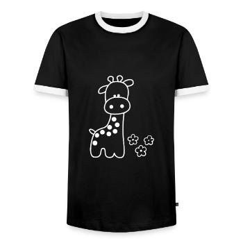 GIRAFFE ANIMAL LONG NECK AFRICA SAVANNAH SAFARI ZOO - Men's Ringer Shirt - black/white - Front - AI Model Female 172 light (172cm) & AI Model Male 178 light (178cm)