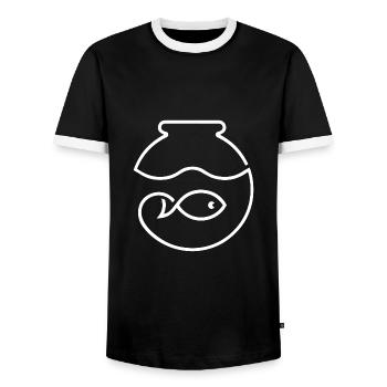 FISCHGLAS KUGEL AQUARIUM FISCH BECKEN BEHÄLTER - Männer Kontrast-T-Shirt - Schwarz/Weiß - Vorne - AI Model Female 172 light (172cm) & AI Model Male 178 light (178cm)