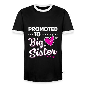 Promoted To Big Sister - Big sister baby - Men's Ringer Shirt - black/white - Front - AI Model Female 172 light (172cm) & AI Model Male 178 light (178cm)