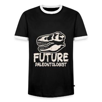 Future Paleontologist Paleontology Dinosaurs Fan - Men's Ringer Shirt - black/white - Front - AI Model Female 172 light (172cm) & AI Model Male 178 light (178cm)