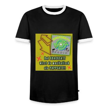 KRACKSATT - Men's Ringer Shirt - black/white - Front - AI Model Female 172 light (172cm) & AI Model Male 178 light (178cm)